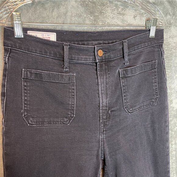 GAP Women Classic Retro 70s Ultra High Rise Flare Stretch Black Denim Jean 10* - Picture 3 of 9
